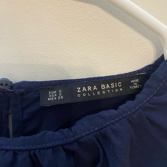 Zara Basics Long Sleeve Blue Blouse With Beads on Sleeve Size Small - Picture 5 of 12